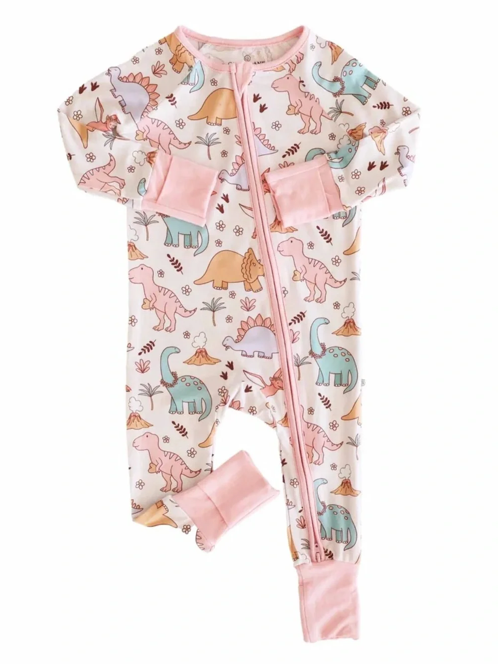 Caden Lane Pink Dino Zip Footed Zippy Pajamas
